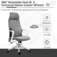 Vinsetto Office Chair, Fabric Desk Chair, Computer Gaming Chair with 2 Points Massage Lumbar Pillow, Adjustable Headrest and Seat Height, Rolling Swivel Wheels for Home Work Study, Grey(m-6)
