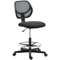 Vinsetto Ergonomic Mesh Standing Desk Chair with Adjustable Footrest Ring and Seat Height Black(m-1)