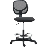 Vinsetto Ergonomic Mesh Standing Desk Chair with Adjustable Footrest Ring and Seat Height Black(m-11)
