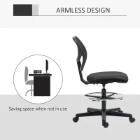 Vinsetto Ergonomic Mesh Standing Desk Chair with Adjustable Footrest Ring and Seat Height Black(m-7)