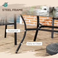 Outsunny Six-Seater Steel Garden Table, with ⌀41mm Parasol Hole - Wood-Effect(m-5)