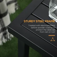 Outsunny Garden Side Table End Table Patio Coffee Table with Umbrella Hole, Steel Frame for Balcony, Black(m-5)