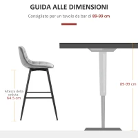 HOMCOM Set 2 Sgabelli Alti in Stile Nordico con Schienale e Poggiapiedi, Sgabelli con Schienale in Tessuto Effetto Velluto e Metallo, 45x47x88 cm, Grigio(m-7)