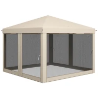 Outsunny Tenda Dobrável 3x3 para Exterior com Mosquiteiras Bolsa de Transporte Estrutura de Aço e Tecido Oxford Resistente Bege(m-11)