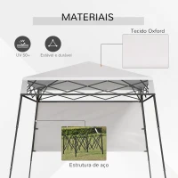 Outsunny Tenda Dobrável 220x220x200 cm com 1 Parede Lateral Bolsa de Transporte Impermeável e Proteção UV50+ para Jardim Pátio Branco(m-4)