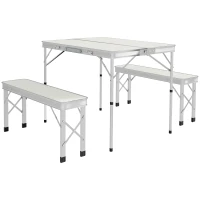 Outsunny Three-Piece Aluminium Folding Picnic Table and Bench Set(m-11)