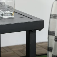 Outsunny Garden Side Table End Table Patio Coffee Table with Umbrella Hole, Steel Frame for Balcony, Black(m-8)