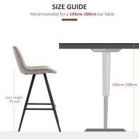 HOMCOM Set Of 2 Bar Stools Vintage Microfiber Cloth Tub Seats Padded Comfortable Steel Frame Footrest Quilted Home Bar Cafe Kitchen Chair Stylish Grey(m-7)