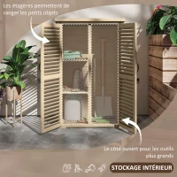 Outsunny Armoire de jardin remise pour outils en bois 2 étagères toit bitumé portes persiennes verrouillable 75 x 50 x 118(m-4)