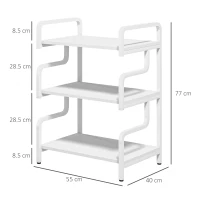 HOMCOM Supporto per Stampante Industriale a 3 Livelli, in Metallo e Truciolato, 55x40x77 cm, Bianco(m-3)