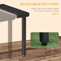 Outsunny Garden Side Table End Table Patio Coffee Table with Umbrella Hole, Steel Frame for Balcony, Black(m-6)