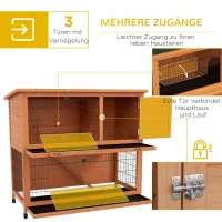 PawHut Kleindierstal Kleindierhuis Knaagdierhuis, weerbestendig, 2 Bakken, 123 x 63 x 112 cm, Oranje(m-4)