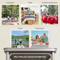 Outsunny Mesa de Exterior Portátil Mesa de Piquenique Dobrável com Altura Ajustável para Campismo 240x60x54-70 cm Preto e Prata(m-7)