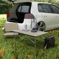 Outsunny Two-Seater Portable Aluminium Table, with Roll-Up Tabletop and Bag - Khaki(m-10)