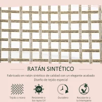 Outsunny Conjunto de Muebles de Comedor para Jardín Juego de Ratán Sintético 1 Mesa y 6 Sillas con Cojines Gris y Natural(m-4)