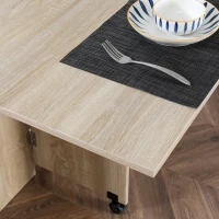 HOMCOM Mesa de Sala de Jantar Dobrável de Madeira com 2 Prateleiras de Armazenamento e Rodas para Cozinha 80x140x74 cm Madeira(m-8)