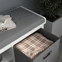 HOMCOM Shoe Storage Bench, with Cushion Seat - White/Grey(m-8)
