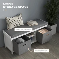 HOMCOM Shoe Storage Bench, with Cushion Seat - White/Grey(m-5)
