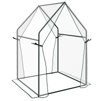 Outsunny Mini Greenhouse, Garden Tomato Growhouse with 2 Zipped Doors, Portable Indoor Outdoor Green House, 90 x 90 x 145cm, Clear(m-11)