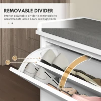 HOMCOM 10-Shoe Storage Bench, with Padded Top Seat - White/Grey(m-6)