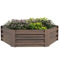 Outsunny Plantenbak Tuinbak Kruidenbak, weerbestendig, open bodem, 113 x 98 x 30 cm, Donkerbruin(m-10)