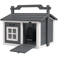 PawHut Indoor Rabbit Hutch, Portable Small Animal House Outdoor, with Top Handle, Openable Roof - Grey(m-1)
