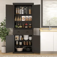 HOMCOM Freestanding Multi-Storage Kitchen Cabinet - Black(m-10)