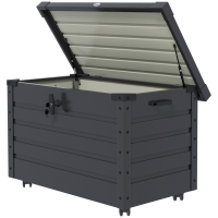Outsunny Buiten Opbergbox Tuinkist Kussenbox, weerbestendig, 4 Wielen, 100 cm x 62 cm x 65 cm, Donkergrijs