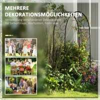 Outsunny Łuk różany, łuk ogrodowy, łuk przejściowy, 125 x 37 x 230 cm, czarny(m-6)