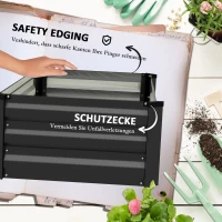 Outsunny Plantenbak Tuinbak Kruidenbak, weerbestendig, open bodem, 100 x 60 x 30 cm, Donkergrijs(m-6)