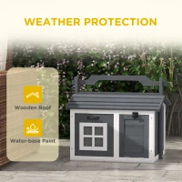 PawHut Indoor Rabbit Hutch, Portable Small Animal House Outdoor, with Top Handle, Openable Roof - Grey(m-8)