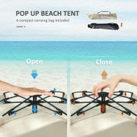 Outsunny Three-Man UPF15+ Beach Tent, with Extended Floor - Green(m-4)
