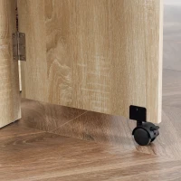 HOMCOM Mesa de Sala de Jantar Dobrável de Madeira com 2 Prateleiras de Armazenamento e Rodas para Cozinha 80x140x74 cm Madeira(m-9)