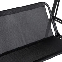 Outsunny Hollywoodschommel, 2-zits Tuinschommel met Verstelbaar Dak, tot 220 kg belastbaar, 145 x 116 x 172 cm, Zwart(m-8)
