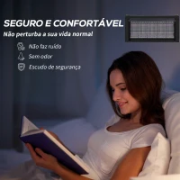 HOMCOM Lâmpada Anti-Mosquitos com Luz LED Mata Mosquitos Elétrico 8W Efetivo para 60 m² com Corrente para Interior Jardim Terraço Pátio 49x6x25 cm Preto(m-5)