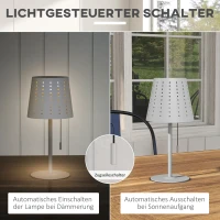 Outsunny Lampa stołowa lampa nocna, zegar czasowy, bezprzewodowa, łańcuszek ze złotem, 14 cm x 14 cm x 30 cm, Biała(m-7)