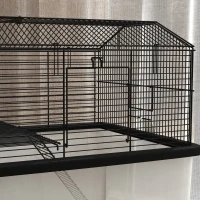 PawHut Two-Tier Gerbil Cage, Hamster Cage for Dwarf Hamster, Syrian Hamster w/ Wheels, Deep Bottom, Food Dish, Water Bottle(m-8)