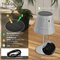 Outsunny Lampa stołowa lampa nocna, zegar czasowy, bezprzewodowa, łańcuszek ze złotem, 14 cm x 14 cm x 30 cm, Biała(m-5)