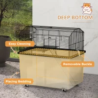 PawHut Two-Tier Gerbil Cage, Hamster Cage for Dwarf Hamster, Syrian Hamster w/ Wheels, Deep Bottom, Food Dish, Water Bottle(m-7)