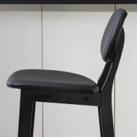 HOMCOM Set of Two Wooden Classic Bar Stools, with Faux Leather Seats - Black(m-7)