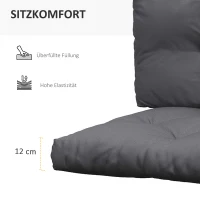 Outsunny Poduszki na palety, zestaw 3 sztuki, poduszki na ławki z ochroną UV, poduszki na meble ogrodowe, poduszki na taras, kolor ciemnoszary(m-5)
