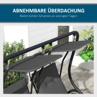 Outsunny Hollywoodschommel Tuinschommel, weerbestendig, 2 aparte zitplaatsen, 2 bekerhouders, 170 cm x 136 cm x 170 cm, Grijs(m-7)