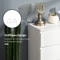 HOMCOM Komoda z 4 szufladami, biała, 55 x 33 x 80 cm, szafka biurowa z zabezpieczonymi uchwytami, do salonu i sypialni(m-5)