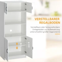 HOMCOM Küchenschrank im Landhausstil mit 2 Schränken u. 2 offenen Regalen 70 cm x 40 cm x 170 cm Weiß + Schwarz(m-5)