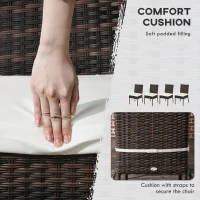 Outsunny Set of Four Armless Rattan Garden Chairs - Brown(m-4)