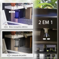 Outsunny Lâmpada Mata Mosquitos Elétrica 2 em 1 5W com Luzes LED UV Recarregável Solar e USB Efeito 30 m² para Jardim Terraço Preto(m-4)