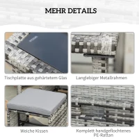 Outsunny komplet stół z krzesłami z technorattanu zestaw ogrodowy komplet 11 el. z poduszkami szary(m-6)