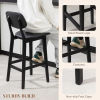 HOMCOM Set of Two Wooden Classic Bar Stools, with Faux Leather Seats - Black(m-6)