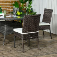 Outsunny Set of Four Armless Rattan Garden Chairs - Brown(m-8)