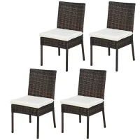 Outsunny Set of Four Armless Rattan Garden Chairs - Brown(m-1)